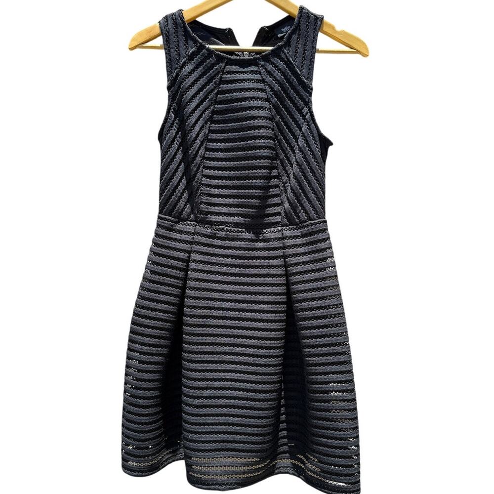 Mossimo Black fish net Lace overlay ribbed sleeveless fit flare Dress Size Small